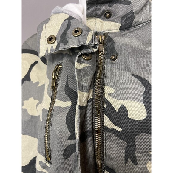 Forever 21 Jacket Womens Small Camo Anorak Parka Gray Hoodie Utility Drawstring - Picture 5 of 9